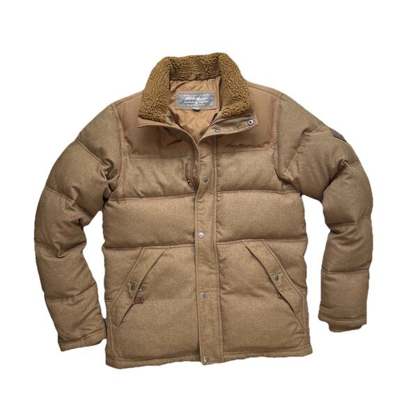Eddie Bauer Goose Down Jacket Mens Small Parka Chestnut Puffer Winter Coat - Picture 1 of 11